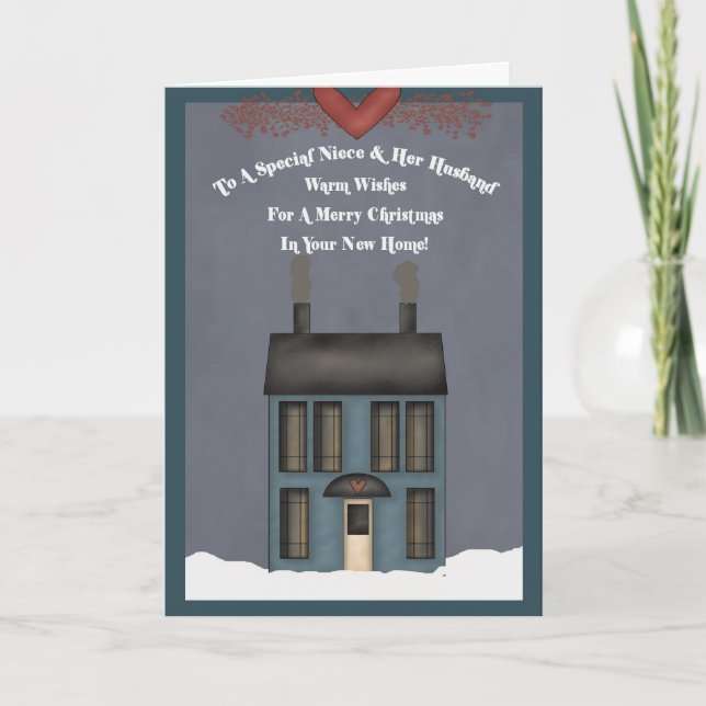 Cartão De Festividades Sobrinha & Marido, 1º Natal em Nova Casa (Frente)