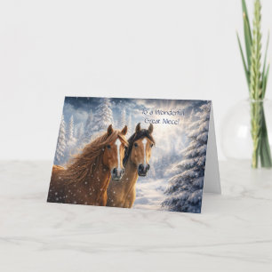 Cartão De Festividades Sobrinha-neta Natal Férias Cavalos