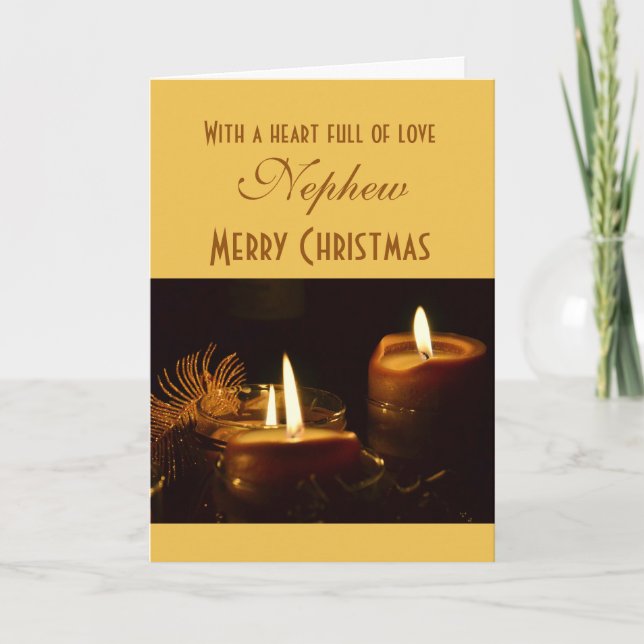 Cartão De Festividades Sobrinho / Feliz Natal - Velas de Férias (Frente)