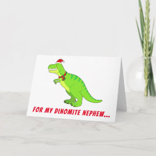 Cartão De Festividades Sobrinho: T-Rex em Santa Hat para o Natal!