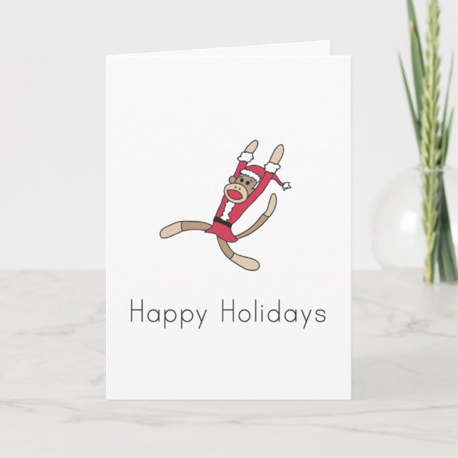 Cartão De Festividades sock monkey christmas card (Frente)