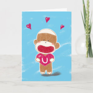Cartão De Festividades Sock Monkey Valentine Card