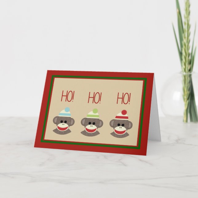 Cartão De Festividades Sock Monkeys Christmas holiday card (Frente)
