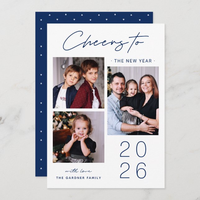 Cartão De Festividades Sofisticação Simples: 3 Foto Ano Novo 2025 (Frente/Verso)