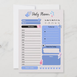 Cartão De Festividades Soft Blue Daily Planner with Mood & Water Track