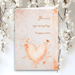 Cartão De Festividades Soft Blush Floral Heart with Vintage Scroll 