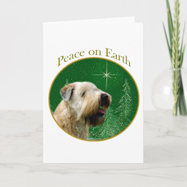 Cartão De Festividades Soft Coated Wheaten Terrier Peace (Frente)