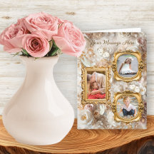 Soft Gold Baroque Floral Photo Frames Collage