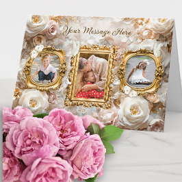 Cartão De Festividades Soft Gold Baroque Floral Photo Frames Collage