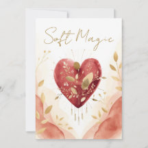 Soft Magic Watercolor Heart with Golden Botanicals