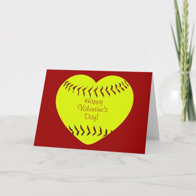 Cartão De Festividades Softball Happy Valentines Day Card (Frente)