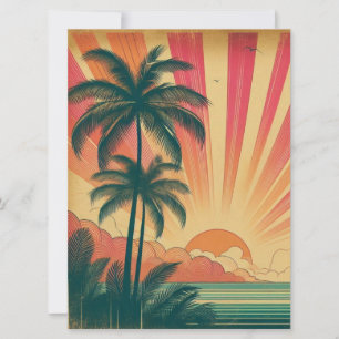 Cartão De Festividades Sol retrô/vintage tropical/havaiano