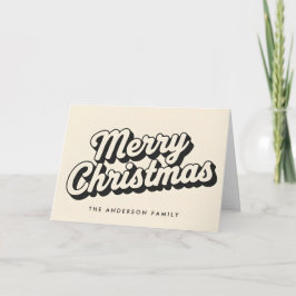 Cartão De Festividades Sombra Retro Script Feliz Natal