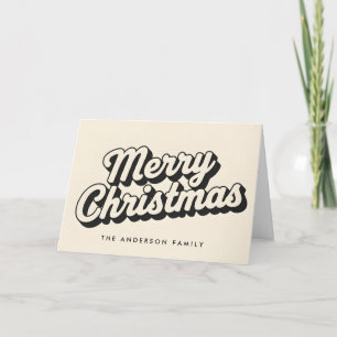 Cartão De Festividades Sombra Retro Script Feliz Natal
