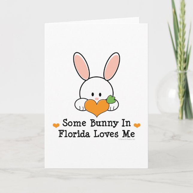 Cartão De Festividades Some Bunny In Florida Loves Me Greeting Card (Frente)