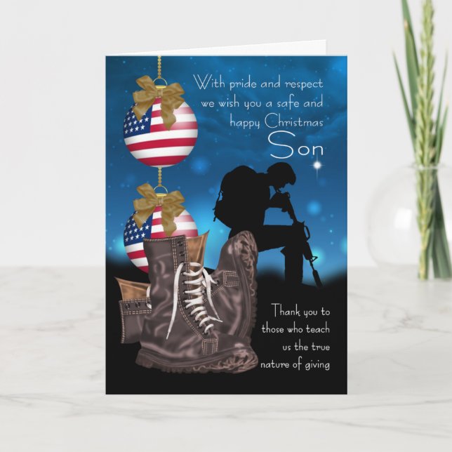 Cartão De Festividades Son Military Christmas Greeting Card With Pride (Frente)