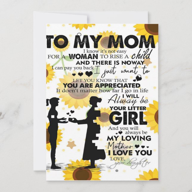 Cartão De Festividades Son To My Mom Letter | Cute Gift for Mom (Frente)