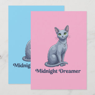 Cartão De Festividades Sonhador da Meia-Noite Gato Celestial