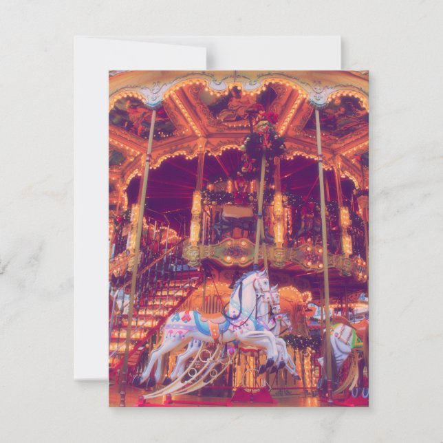 Cartão De Festividades sonho de infância - carrossel de cavalos antigos (Frente)