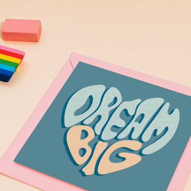 Cartão De Festividades Sonho Grande: Coração Azul de Sucesso (Criador carregado)