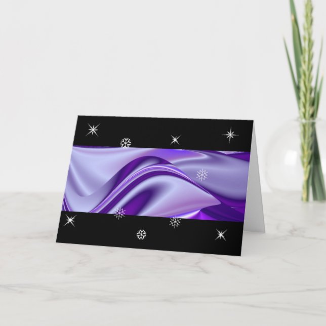 Cartão De Festividades Sonhos de neve roxa, Abstrato Fantasy Arte Arco-Ír (Frente)