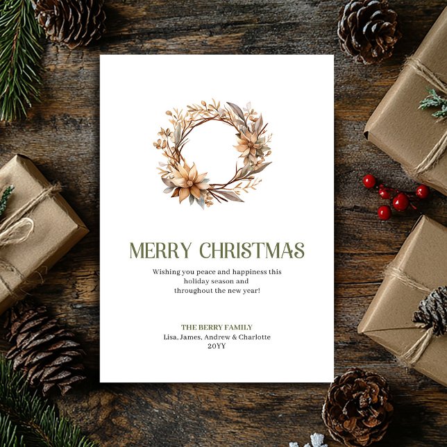 Cartão De Festividades Sophisticated Christmas Ornament Ivory Gold Script (Sophisticated Christmas Ornament Ivory Gold Script Card)