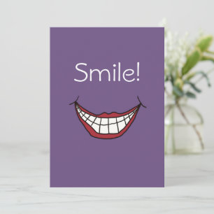 Cartão De Festividades Sorria com lábios vermelhos no roxo
