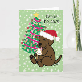 Cartão De Festividades Sorvete de chocolate Labrador de Natal