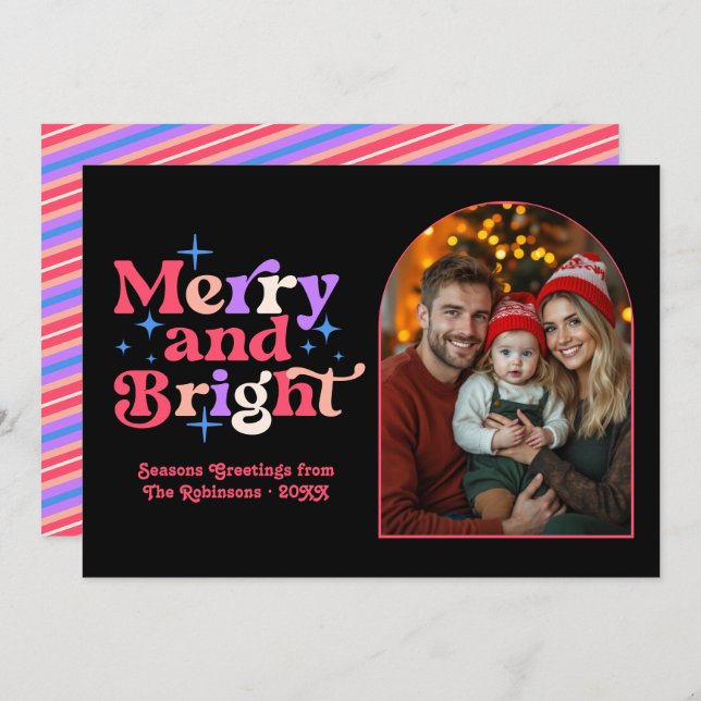 Cartão De Festividades Sorvete de Frutas Vermelhas Natal Moderno e Retrô  (Frente/Verso)