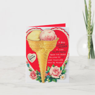 Cartão De Festividades sorvete de São Valentim retrô vintage adicionar se