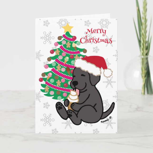 Cartão De Festividades Sorvete Natal Black Labrador Licença (Frente)