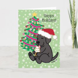 Cartão De Festividades Sorvete Natal Black Labrador Licença