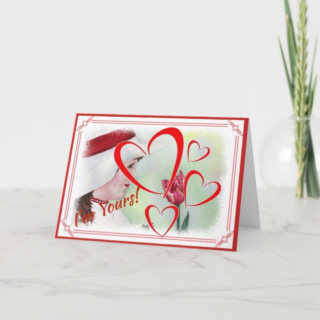 CARTÃO DE FESTIVIDADES SOU SUA GAROTA NAMORADOS COM TULIP (Frente)