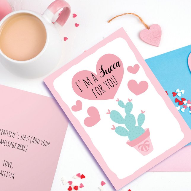 Cartão De Festividades Sou Succa por você, Dia de os namorados Cactus. (Criador carregado)