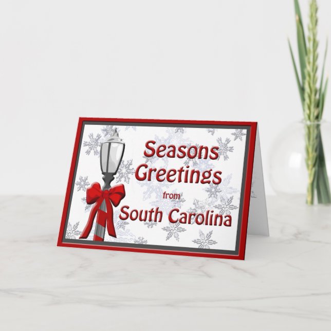 Cartão De Festividades South Carolina Seasons Greetings Lamp Snowflake (Frente)