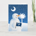 Cartão De Festividades South Carolina Snowman<br><div class="desc">Snowman levanta a sua própria bandeira estadual com orgulho sazonal com este cartão extremamente único e divertido.</div>