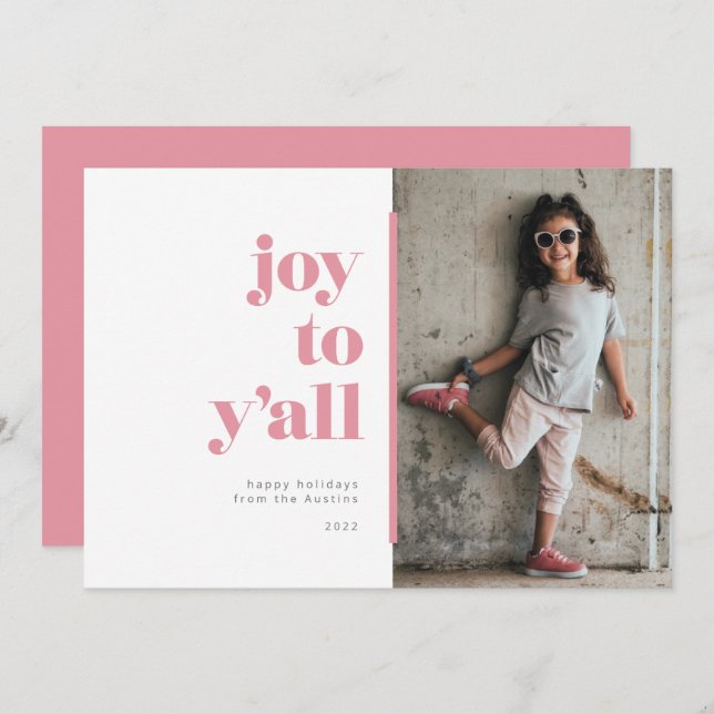 Cartão De Festividades Southern Sweetness Joy to Y All Photo Holiday Card (Frente/Verso)