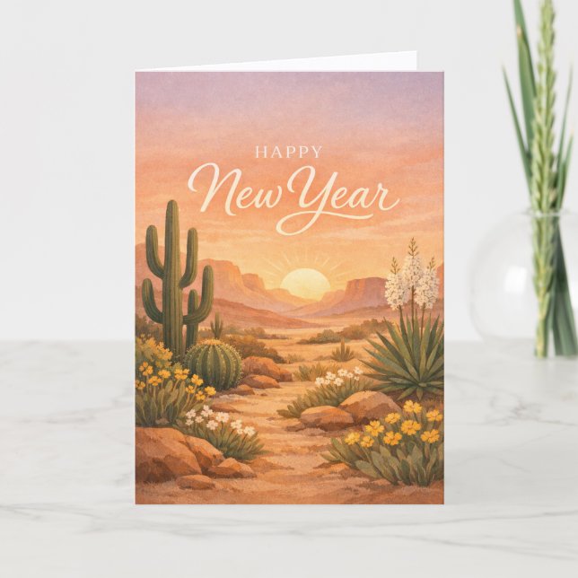 Cartão De Festividades Southwest Desert Sunrise New Year (Frente)