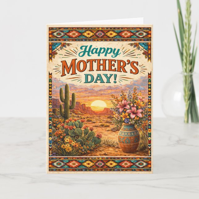 Cartão De Festividades Southwestern Desert Floral Mothers Day (Frente)