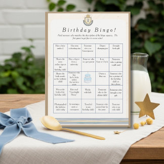 Cartão De Festividades Space  Birthday Find Guest Bingo game card