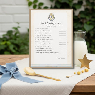 Cartão De Festividades Space First Birthday Trivia game card