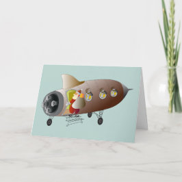 Cartão De Festividades Space Rocket Santa
