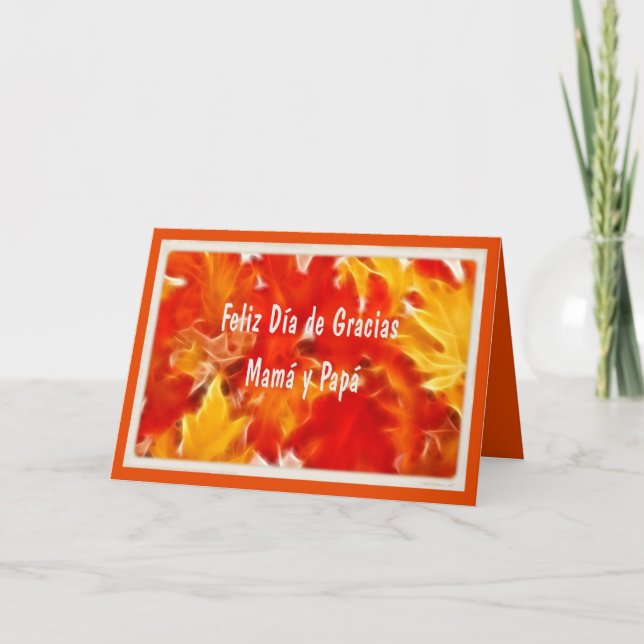 Cartão De Festividades Spanish Thanksgiving Card For Mom And Dad (Frente)