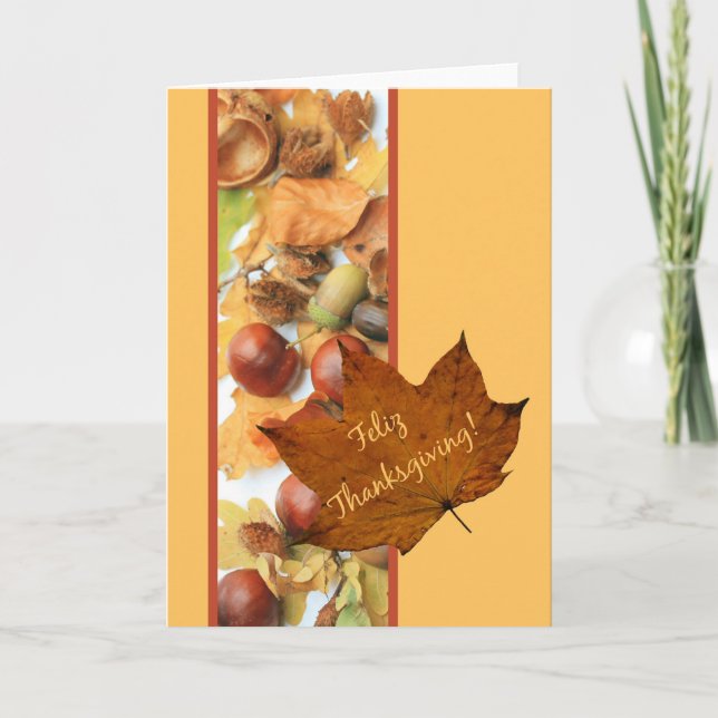 Cartão De Festividades spanish thanksgiving maple leaf thanksgiving card (Frente)