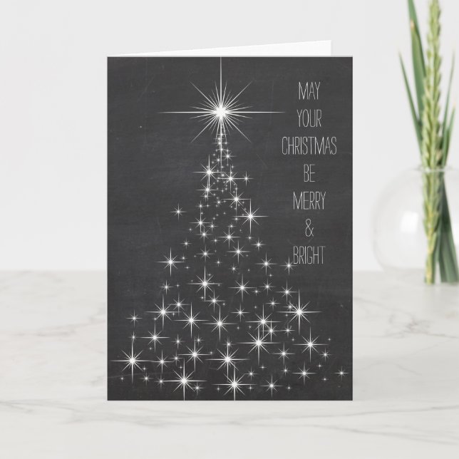 Cartão De Festividades Sparking Lights Merry & Bright Christmas Tree (Frente)