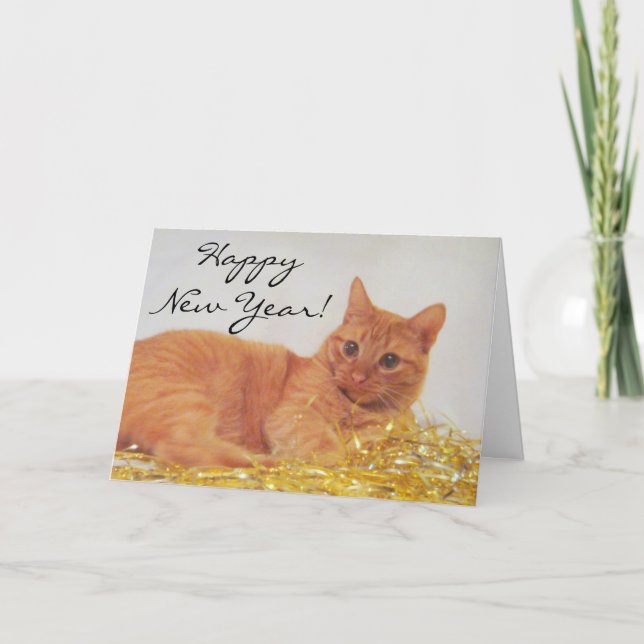 Cartão De Festividades Sparkle Cat 2009 Happy New Year Card (Frente)