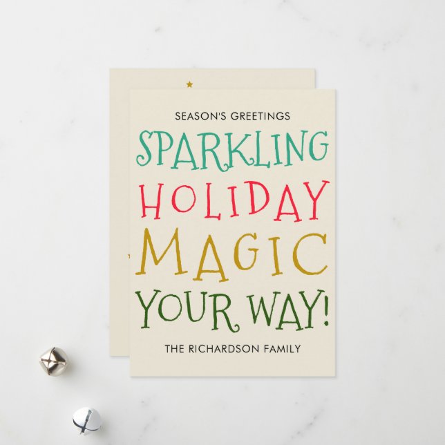 Cartão De Festividades Sparkling Holiday Magic Flat Holiday Card (Frente/Verso In Situ)