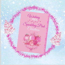Cartão De Festividades Sparkling Pink Christmas Card