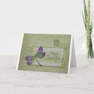 Cartão De Festividades Sparkly Dragonfly Thanksgiving Card