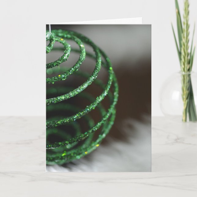 Cartão De Festividades Sparkly Green Ornament (holiday card) (Frente)